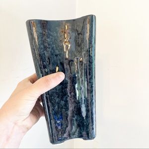 Vintage Black square Vase ceramic Mid-century